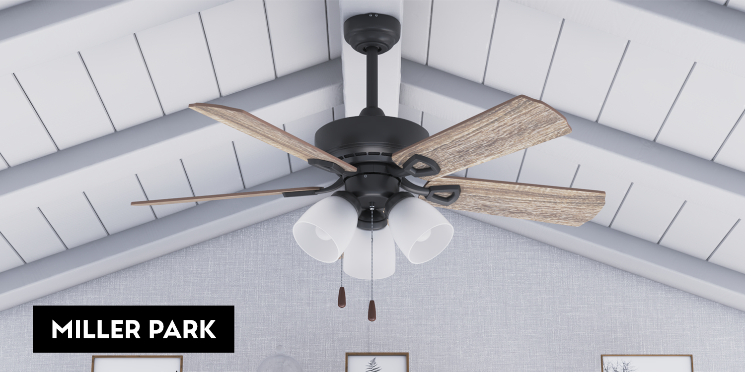 miller park ceiling fan 5 blade frosted glass kit